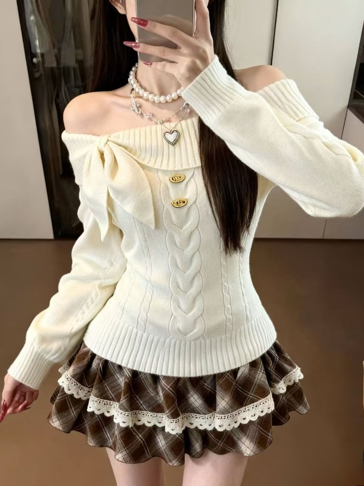Women'S Fashion Knitwear - طقم من قطعتين بأسلوب كاوايي الياباني
