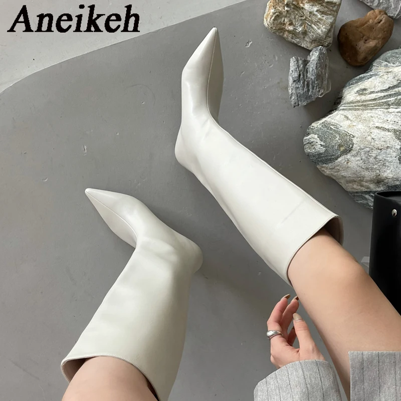 Women'S Fashion Knee High Boots - Aneikeh 2026 موضة مثيرة وأشار كعوب