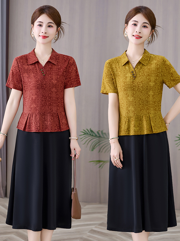Women Fashion Over 60 - فستان أنيق متوسط الطول بتصميم نحيف