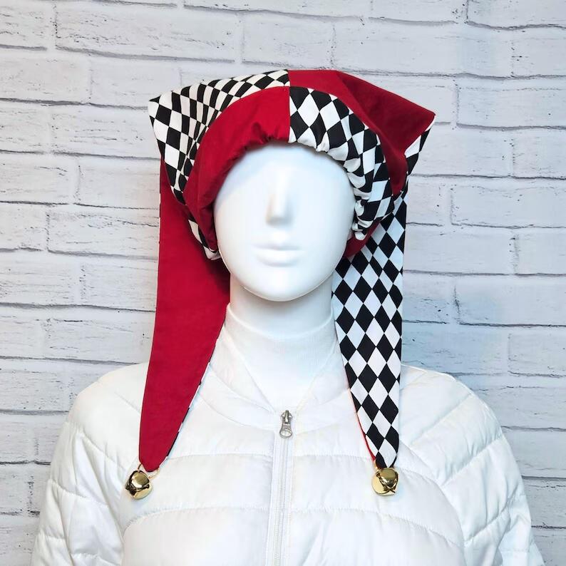 Women'S Fashion Hats - رقعة الشطرنج شعرية المهرج زي قبعة