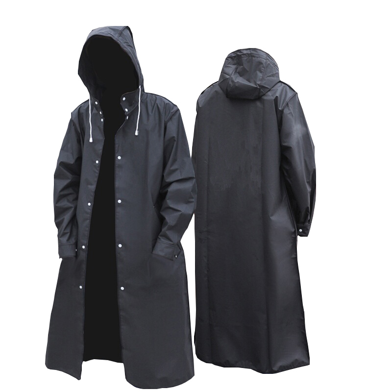 Women'S Fashion Rain Jacket - أسود موضة الكبار مقاوم للماء معطف