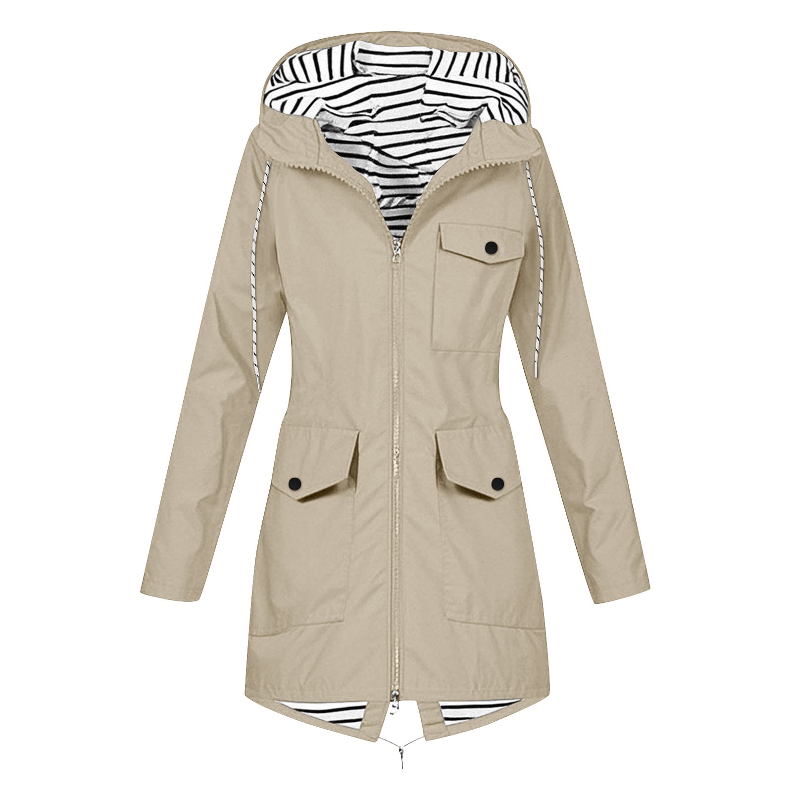 سترة نسائية بغطاء للرأس بسحاب  - مراجعة Women'S Fashion Rain Jacket وسعره