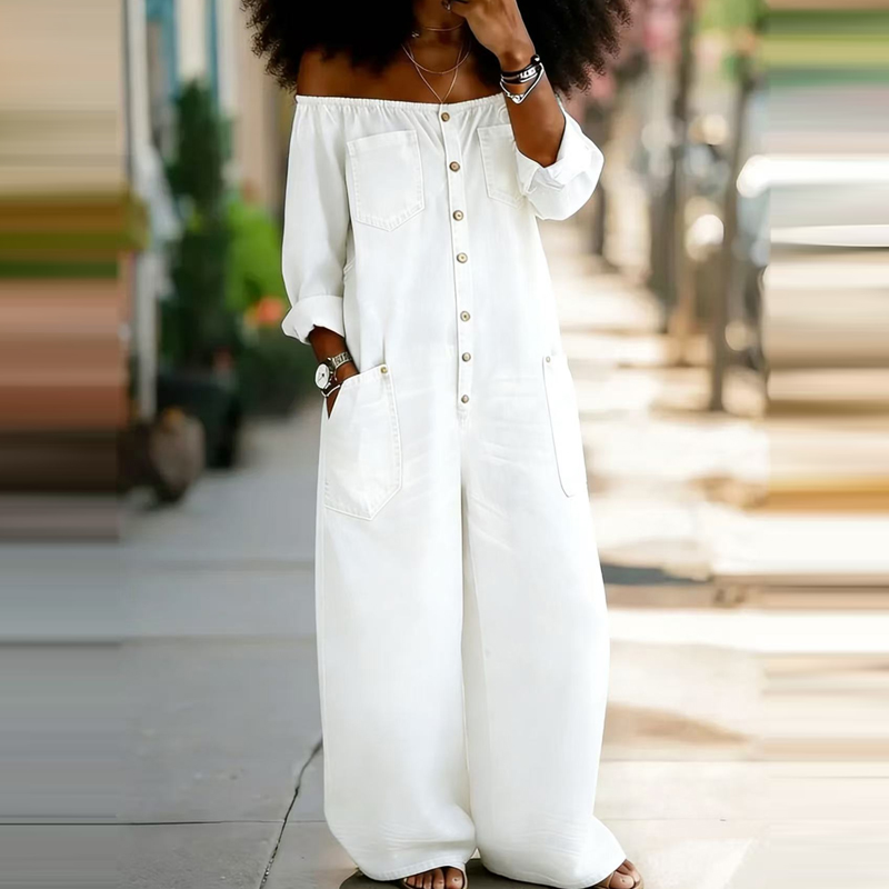 جمبسوت نسائي أنيق من الدنيم بت - مراجعة Women'S Fashion Vintage Off Shoulder Long Sleeve Jumpsuit وسعره