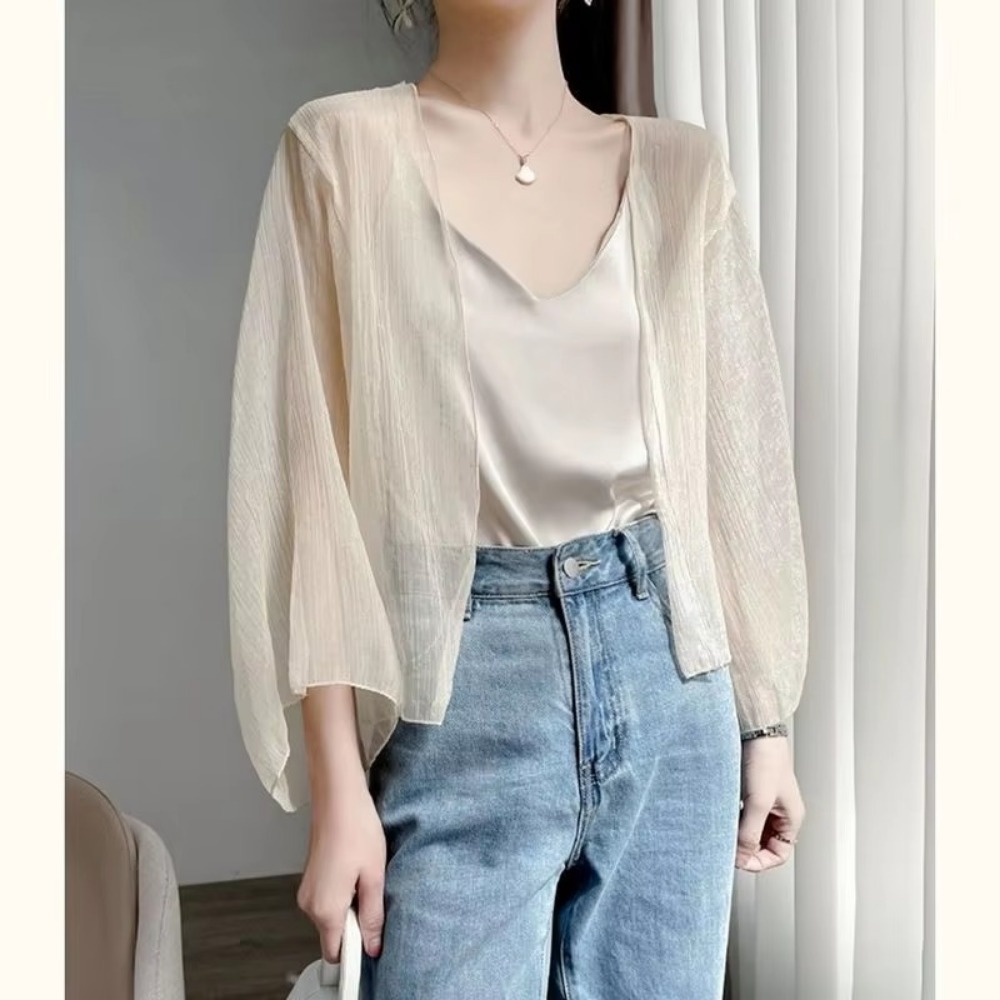 سترة نسائية صيفية مجعدة فضفاضة - مراجعة Women'S Fashion Knitwear وسعره