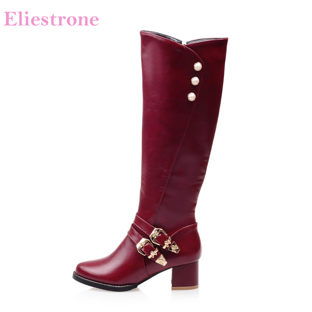 Brand New موضة الأحمر الأسود ا - مراجعة Women'S Fashion Knee High Boots وسعره